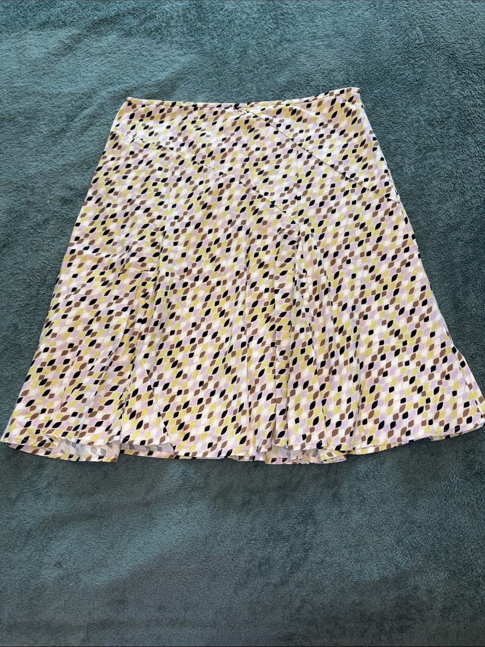 George Printed A-Line Skirt in Yellow, Black & Cream